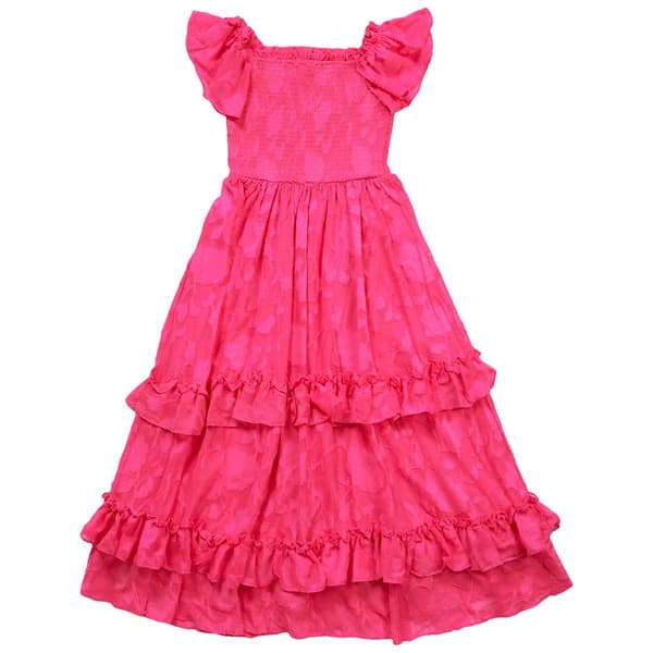 Girls (4-6x) Rare Editions Short Sleeve Burnout Tiered Maxi Dress