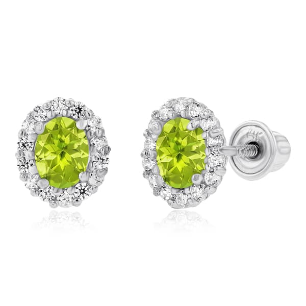 Gemstone Classics&#40;tm&#41; 14kt. White Gold Peridot Oval Earrings - image 