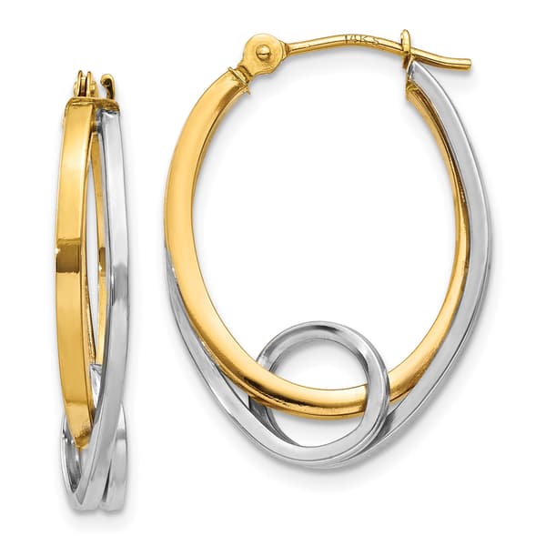 Gold Classics(tm) 14kt. Two-Tone Hoop With Loop Earrings - image 