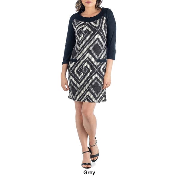 Womens 24/7 Comfort Apparel 3/4 Sleeve Pocket Shift Dress