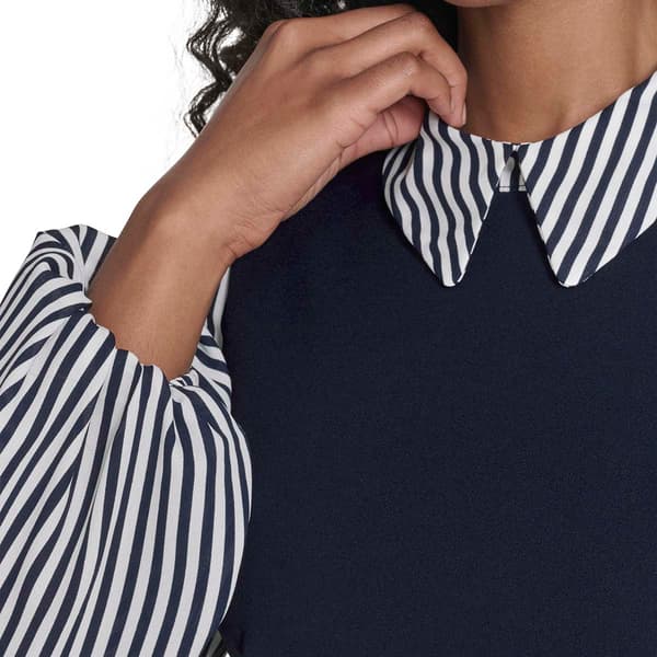 Womens Tommy Hilfiger Long Sleeve Stripe Two In One Sheath Dress