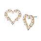 Steve Madden Pearls & Crystal Stones Heart Button Stud Earrings - image 1