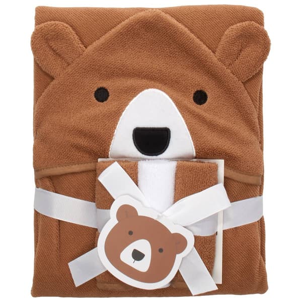 Jamberries 3D Bear Hooded Towel W/3 Washcloths - image 