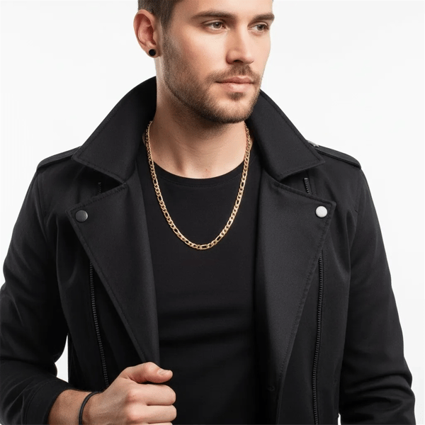 Mens Iron Saints 6mm Figaro Link 18kt. Gold Plating Necklace