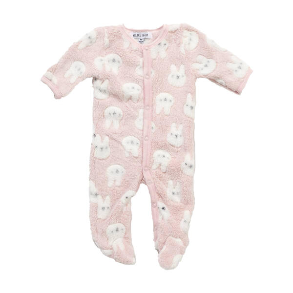Baby Girl &#40;NB-9M&#41; Mini Hop Bunny Embossed Fleece Sleeper - image 
