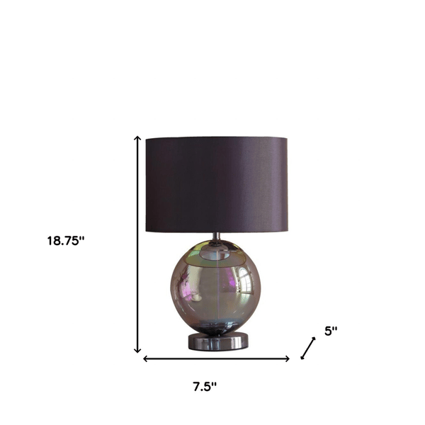 HomeRoots 19in. Iridescent Glass Globe Table Lamp with Drum Shade