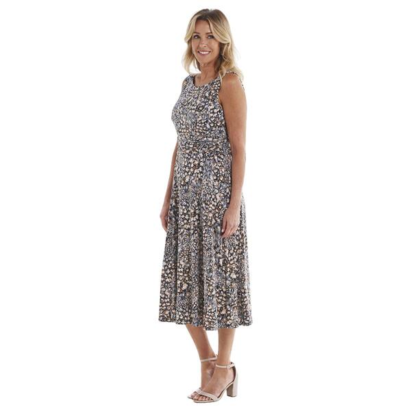Womens Connected Apparel Ruched Waist Floral Midi Dress