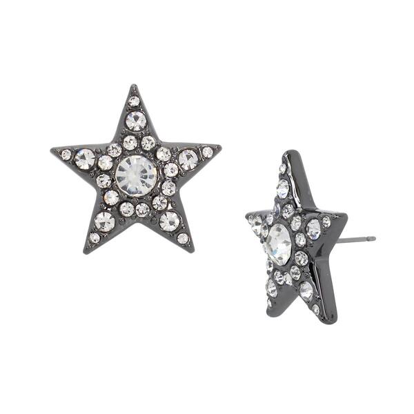 Betsey Johnson Pave Celestial Star Button Earrings - image 