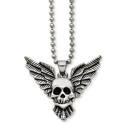 Mens Gentlemen's Classics(tm) Antique Skull with Wings Necklace