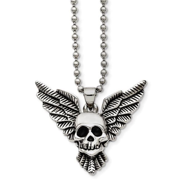 Mens Gentlemen's Classics&#40;tm&#41; Antique Skull with Wings Necklace - image 