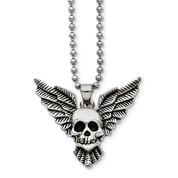 Mens Gentlemen's Classics&#40;tm&#41; Antique Skull with Wings Necklace - image 