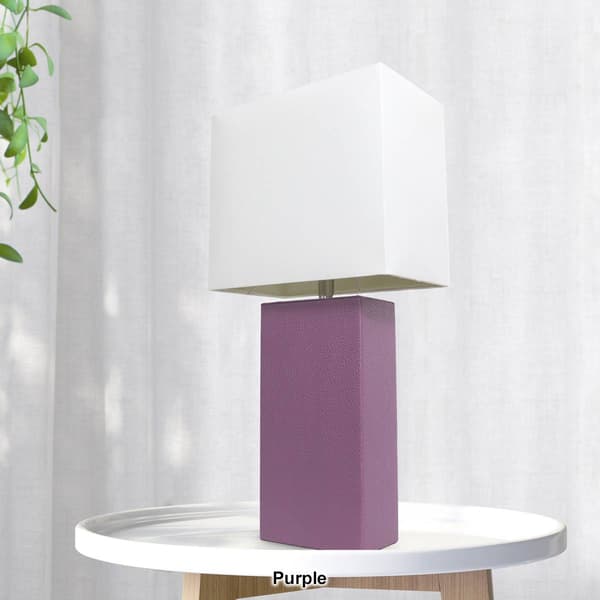 Lalia Home Lexington 21in. Leather Base Modern Home Table Lamp