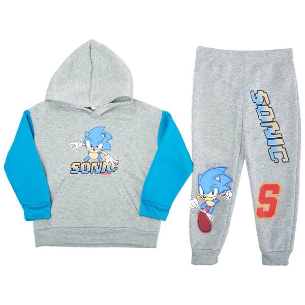 Boys &#40;4-7&#41; Sonic Hoodie & Jogger Sweatpants Set - Grey/Blue - image 