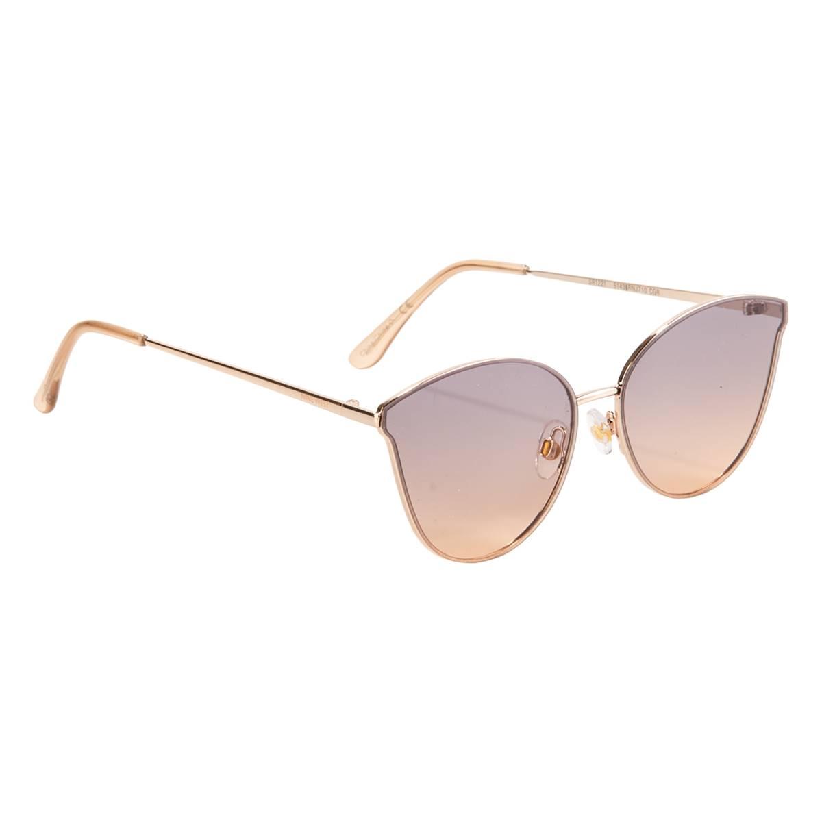 Womens Nine West Gold Metal Flat Flared Cat Eye Sunglasses