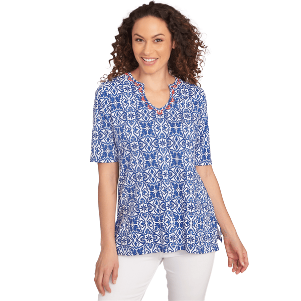 Petite Ruby Rd. Americana Chic Pacific Medallions Embellished Kn - image 