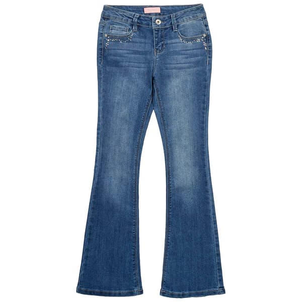 Girls &#40;7-12&#41; Squeeze Rhinestone Bling Flare Jeans - image 