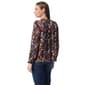 Petite Gloria Vanderbilt Long Sleeve Split Neck Floral Blouse - image 3