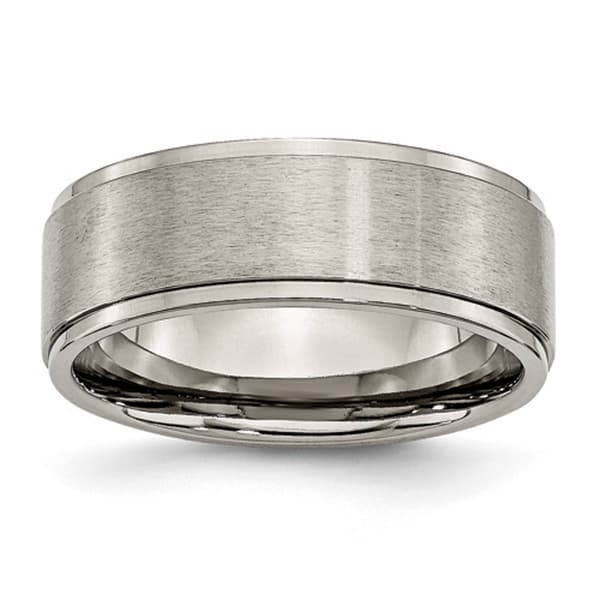 Mens Endless Affection&#40;tm&#41; Ridged Edge 8mm Engravable Flat Band - image 