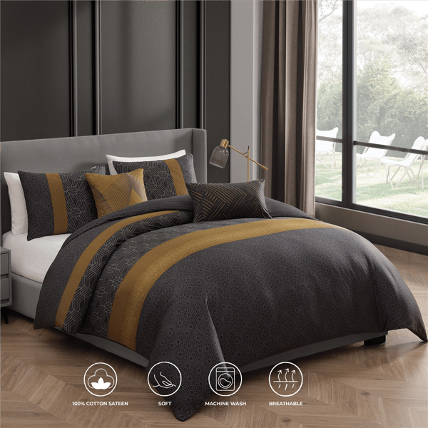 Bebejan® Golden Hex Cotton Sateen 5pc. Reversible Comforter Set - image 