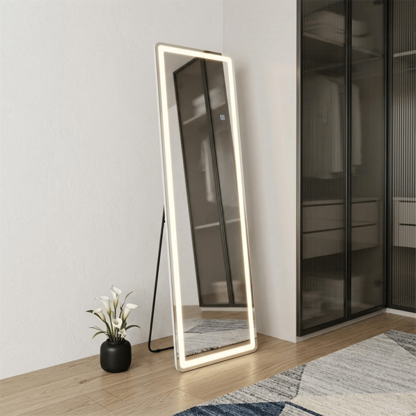 HomeRoots 60in Lighted Freestanding & Wall Mount Frameless Mirror - image 