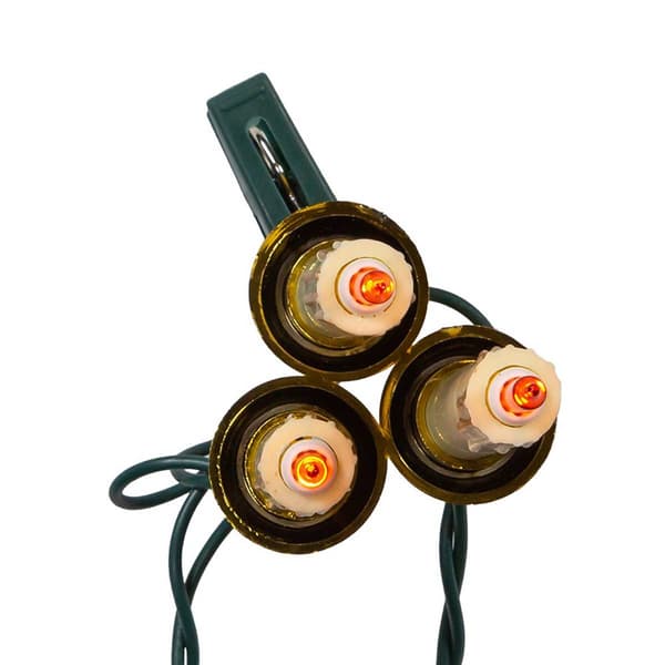 Kurt Adler 15-Light White Triple Candle Light Set w/ Amber Bulbs