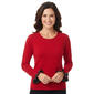 Womens Kasper Long Ruffle Lurex Cuff Sleeve Solid Sweater - image 2
