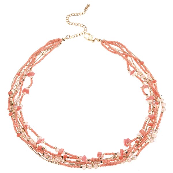 Ashley Cooper(tm) Coral Layered Multi Bead Statement Necklace - image 