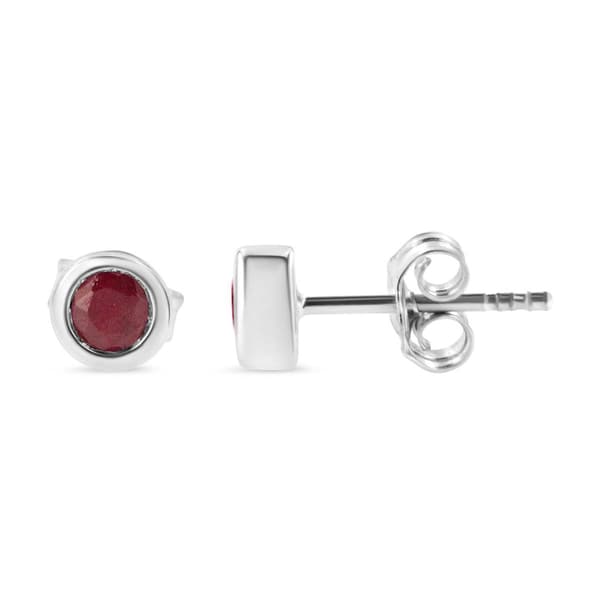 Haus of Brilliance Sterling Silver Created Garnet Stud Earrings