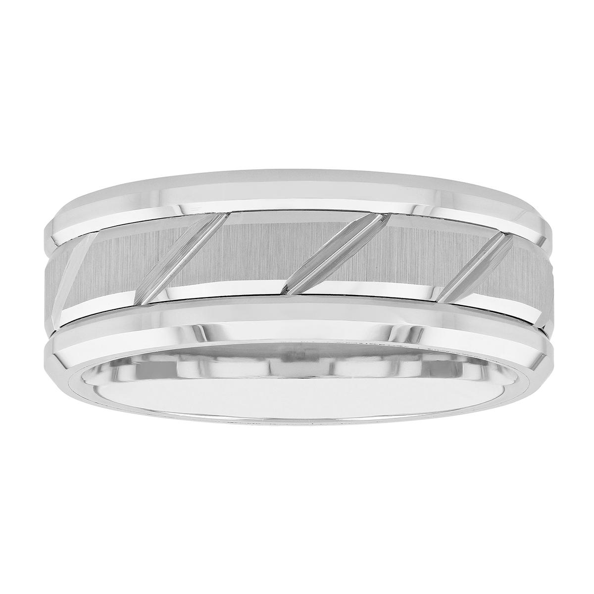 Mens Endless Affection™ Tungsten Slanted Groove Band Ring