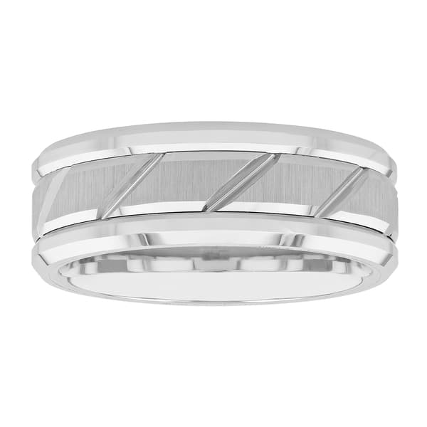 Mens Endless Affection&#40;tm&#41; Tungsten Slanted Groove Band Ring - image 