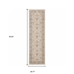 HomeRoots Ivory Oriental Power Loom Stain Resistant Runner