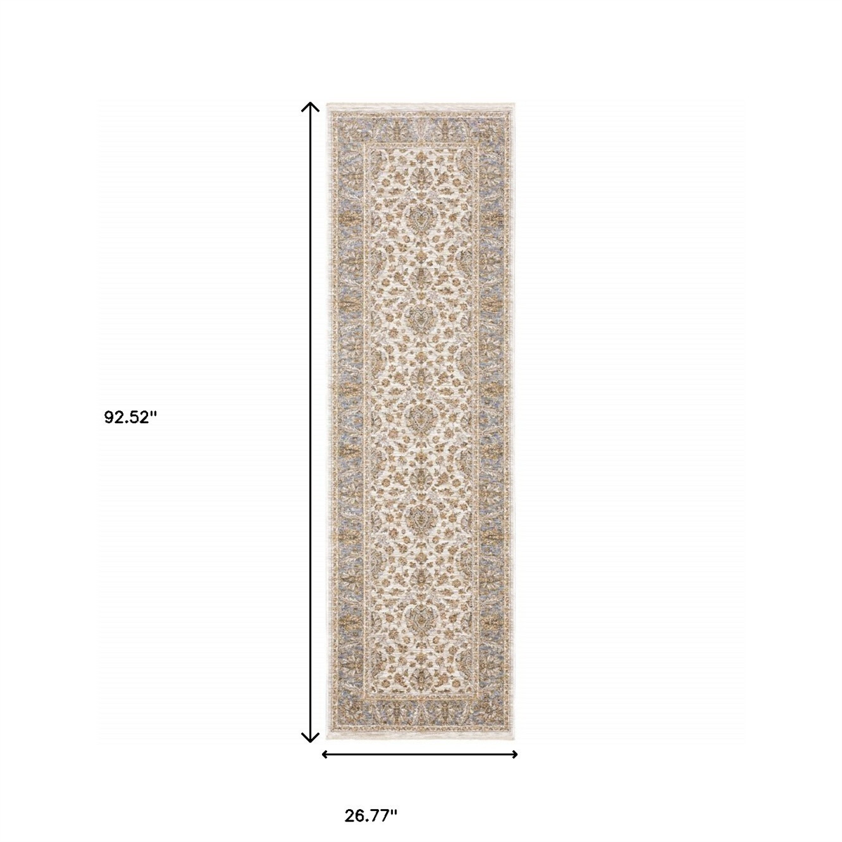 HomeRoots Ivory Oriental Power Loom Stain Resistant Runner