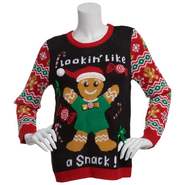 Juniors Derek Heart Holiday Snack Ugly Christmas Sweater - image 