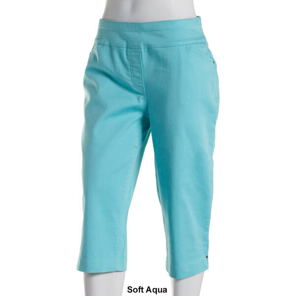 Plus Size Napa Valley Pull On Solid Split Hem Capri Pants