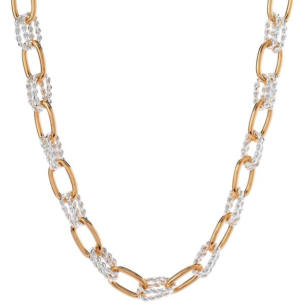 Design Collection 18 Two-Tone Polished Link Textured Necklace - image 