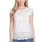 Womens NY Collection Flutter Cap Sleeve Lace Trim Blouse - image 1