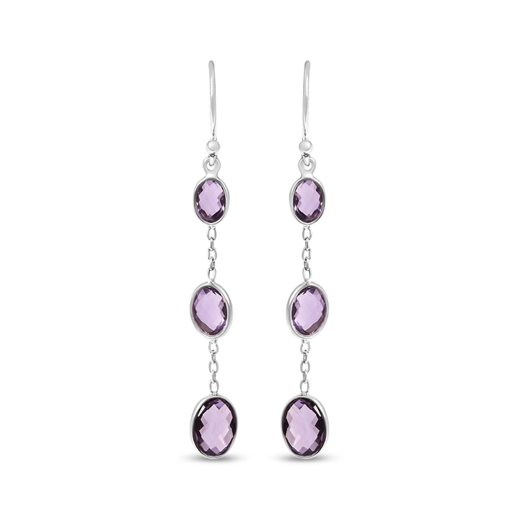 Haus of Brilliance Checkerboard Amethyst Drop & Dangle Earrings