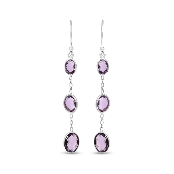 Haus of Brilliance Checkerboard Amethyst Drop & Dangle Earrings - image 