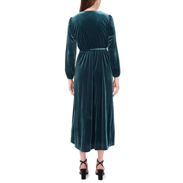 Womens MSK Long Sleeve Surplice Velvet Maxi