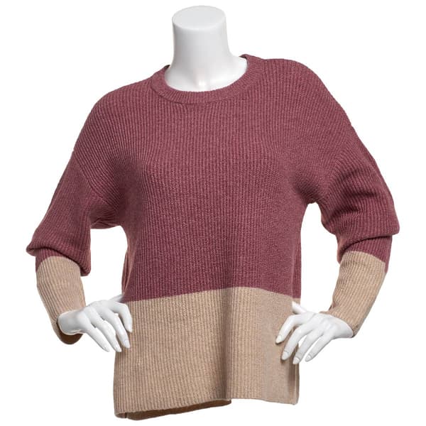 Womens 89th &amp; Madison Long Sleeve Color Block Sweater