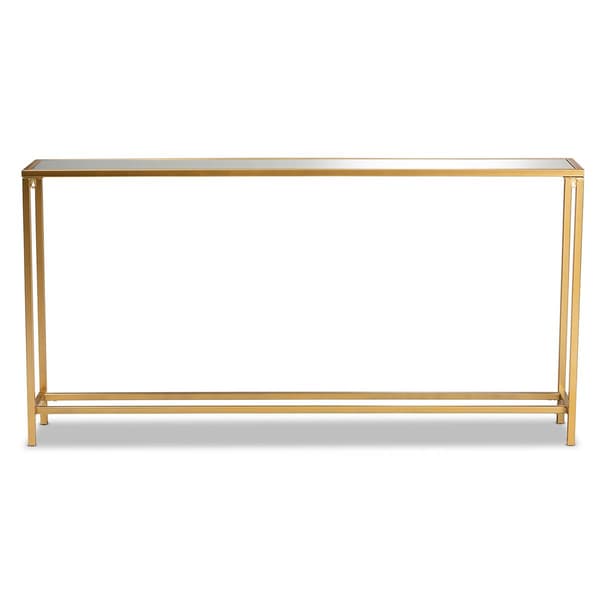 Baxton Studio Alessa Gold Finished Metal & Mirrored Glass Table