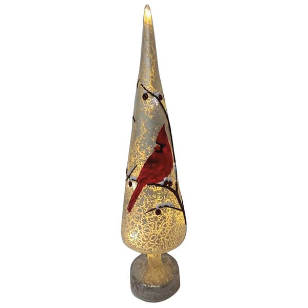Santa''s Workshop 16in. Glass LED Cardinal Tree - image 