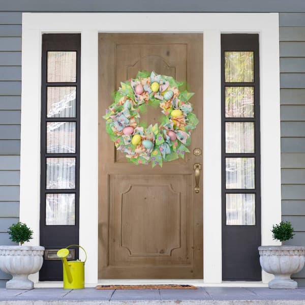 Northlight Seasonal Pastel Easter Eggs and Ribbons Wreath