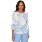 Petites Alfred Dunner Caribbean Blues Monotone Dramatic Floral T - image 1