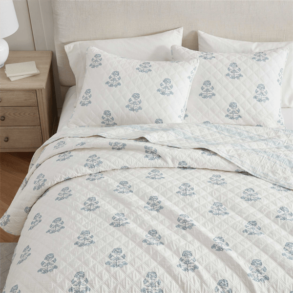 Martha Stewart Flower Block Print Quilt Set
