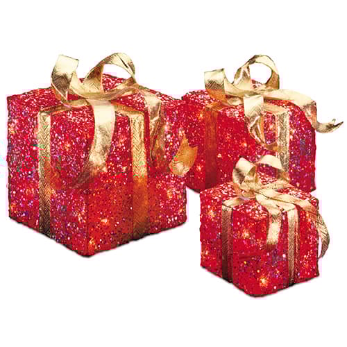 National Tree 3pc. Pre-Lit Glittered Gift Box Set - image 