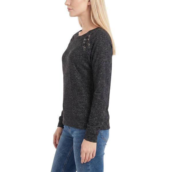 Petite NY Collection Long Raglan Sleeve Space Dye Hacci Top