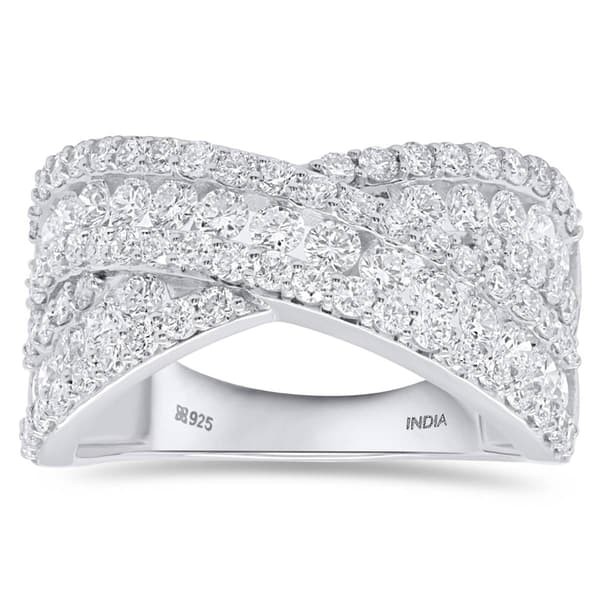 Nova Star(R) Sterling Silver Lab Grown Diamond Criss Cross Ring