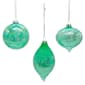 Kurt Adler 80MM Glass Iridescent Green 3pc. Ornament Set - image 1
