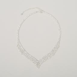 Rosa Rhinestones Fringed Collar Rhinestone Necklace